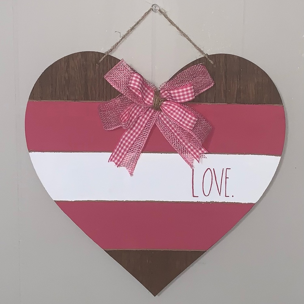 Rae Dunn Inspired Handpainted “LOVE.” Heart Sign